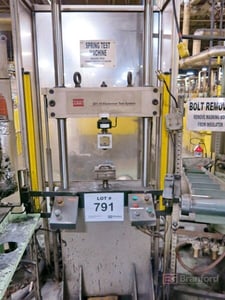 3.3 KIP (15kN), MTS #831.10, Elastomer fatigue test system, hydraulic crosshead lifts & locks w/ctrls