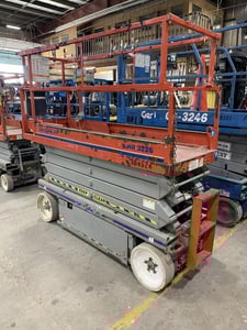 500 lb. Skyjack #SJIII-3226, scissor lift, electric, 312" lift height, cushion tires, 2008