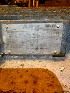 200 HP 1785 RPM Siemens, Frame B447T, TEFC, 1.15 service factor, 460 Volts