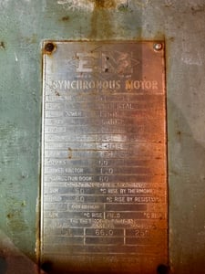 1750 HP 180 RPM Electric Machinery, Frame C-106, 2300 V, 1.0 PF, 250 DC Excit. Volts (2 Available)