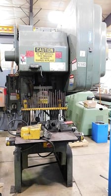 45 Ton, Bliss #C45, OBI press, 3" stroke, 12.25" Shut Height, 11" throat, 3" adj., 28" x29" bed, 5 HP, air