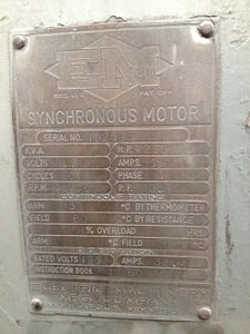 250 HP 450 RPM Electric Machinery, C2 bearing pedestals, ODP, PF 0.8,440V.