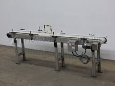 12" wide x 9.11' long, Dorner #53F4M12721A010MT3, aluminum frame table top conveyor, 1 HP drive, mounted on 6