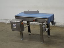 10" wide x 4.8' long, Stainless steel conveyor, dual 1 HP drives & vari-speed controller & e-stop