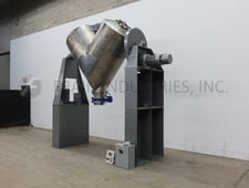 50 cu.ft. Patterson, 304 Stainless Steel, twin shell mixer, (2) 17-1/2" bolt down manways with tri-camp, 12"