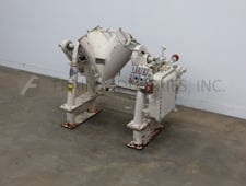 3 cu.ft. Patterson, 304 Stainless Steel, jacketed, vacuum, twin shell mixer, (2) 16" bolt down manways, 6"