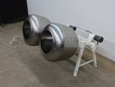 Latini #MPS-2/42, 304 Stainless Steel, coating pan station, (2) 42" dia. x 38" deep apple shaped coating