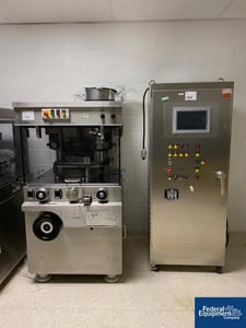 6.5 Ton Manesty #Unipress, IPR Tablet Press, 34-Station, 244800 TPH, 11 mm max tablet diameter, 17.46 mm fill