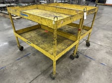 2-Tier heavy duty welded steel rack with hooks, 52" x 30" x 48", lot of 2