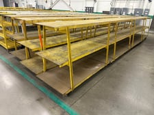 3-tier heavy duty welded steel bar & pipe mobile r, yellow, 80" x 36" x 56"