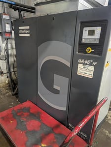 132 psig, Atlas Copco #GA45PLUS, Rotary Screw Air Compressor, 60 HP