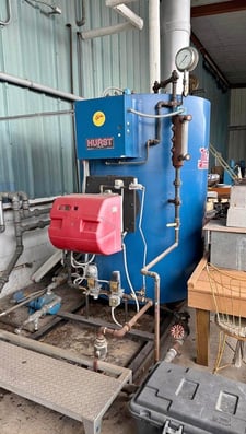 40 HP Hurst #4VT-G-40-150, firetube boiler, 150 PSI, 1,761K BTU/H, 2014
