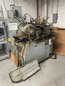 Cincinnati No. 107-4, centerless grinder, 4" thru-feed work rest, 16" diameter x 4" width grinding wheel, 7.5