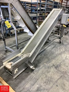 12" wide x 12' long, Portable inclined belt conveyor, Stainless steel frame, vari-speed controls