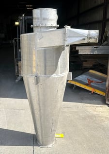 Aluminum cyclone, 26" diameter, 17" straight side, 44" tall cone, 76" overall height