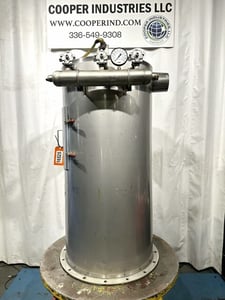 Pfening, 24" dia x 58" high bin vent filter, Stainless steel contact parts, (7) 5" dia filters
