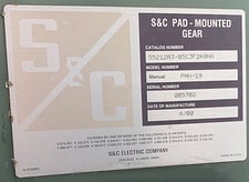 600 Amp, S & C, No. PMH-19, 15000 Volts, 17 KV MAX, PADMOUNT SWITCHGEAR