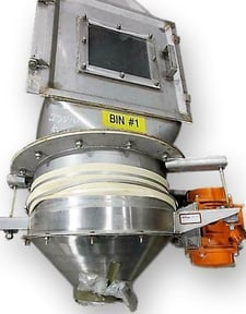 8 cu.ft., Stainless steel bin activator, live bottom, 18" dia. x 42" straight side, 20" x 20" inspection door