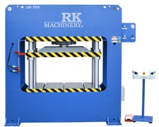 250 Ton, Press Master #4PP-250, hydraulic 4-post press, 8" stroke, 26" daylight, 15" adj., PLC Control