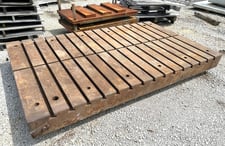 98.5" L X 60" width x 8" H, T-Slotted Bolster Plate, 15 t-slots on center, w/ cushion pin holes, Steel