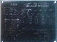 2000 kVA, 13200 WYE Primary, 480/277 WYE Secondary, ABB Dry Type