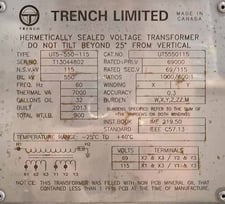 Image for 69 KV 7 KVA, 69000 V, Sec. 115 V, TRENCH VOLTAGE TRANSFORMERS, TYPE UT5-550-115