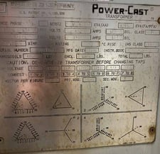 1000/1500 kVA, 13200 D D/Y Primary, 480/277 Y Secondary, SQUARE D Dry Type