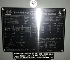 1000/1333 kVA, 2400 Delta Primary, 208/120 WYE Secondary, Cutler-hammer, VPI Dry Type