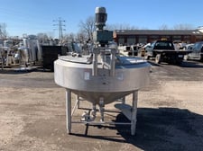 300 gallon APV Crepaco, Stainless Steel Kettle, 64" diameter x 14" straight side, 75 psi @ 350 F Jacket, 3