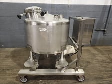 79 gallon Portable Mix Tank, Stainless Steel, 34" diameter x 20" straight side, 12" Top Access, 0.33 HP