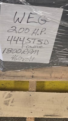 200 HP 1800 RPM Weg, Frame 444-5TSD, ODP, 460 Volts (location i0)