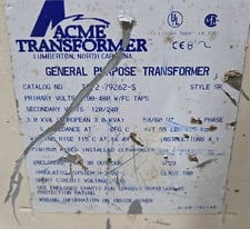3 KVA 190-480 Primary, 120/240 Secondary, Acme TF2-79262-S, general purpose transformer