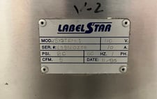 Labelstar #System-1, Wrap-Around Labeler, Single-Head, w/Feed Conveyor & Timing Wheel, 1995