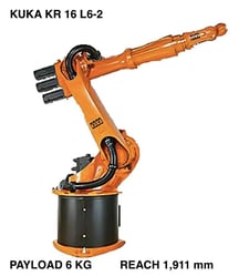 Kuka, kr- 16 l6-2, 6-Axis robot with KRC4 Control, 6 Kg, 1911mm reach, 2014