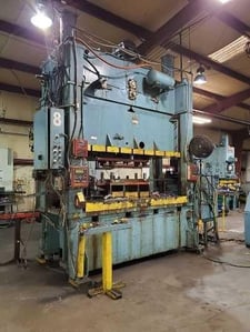 300 Ton, Heim #300-48-102, straight side press, 12" stroke, 25.2" Shut Height, 18 SPM, air clutch & brake
