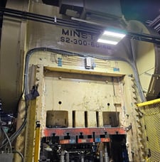 300 Ton, Minster #S2-300, straight side press, 6" stroke, 22.5" Shut Height, 50 SPM, 14" adjustment