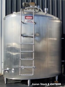 3000 gallon Feldmeier, Pressure Wall Processing Tank, dome top flat bottom, vertical agitator, adjustable