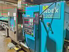 Index #C200, cnc lathe, 65" mm bar, 5k RPM, C200-4D Control, conveyors, chiller, filter, 2008