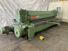 1/4" x 10' Niagara, power squaring shear, 36" front operated power back gauge, 17 hold downs, 10 HP, central