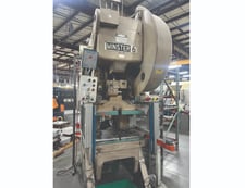 60 Ton, Minster #6, single point OBI flywheel press, 6" stroke, 14" Shut Height, 2.75"adj., 32" x21"bed, 120