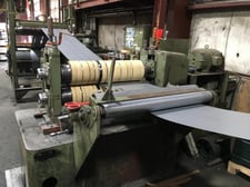 36" x 4.5" Yoder slitting line, 15000 lb., .125" thick, uncoiler, slitter, tension stand, recoiler