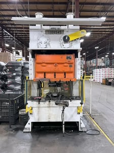 100 Ton, Aida #PD010, mechanical press, 6.6"stroke, 2.9"adj., 50 SPM, 64.9"x23.5" bolster area