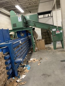 Bloapco #3CAXS-1536-B, 3 shaft shredder with conveyor, 15 HP, 36" infeed opening