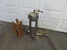 2.5" x 19.5" Cuno Filter #4DC2, 3M, 316 Stainless Steel housing, (4) cartridges, 2" ball valve on the