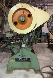 28 Ton, Walsh #28, OBI punch press, 2.5" stroke, 9.5" Shut Height, 2" adj., 6" throat, 21.75" x12" bed, 135