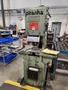 65 Ton, Piranha #SEPP65, single end punch, 9.5" throat, 7" stroke, 11" x 38" platen, 19 SPM, 10 HP, foot