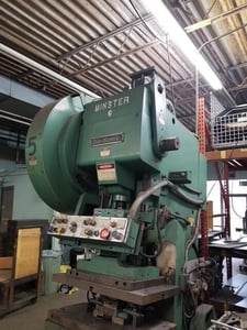 60 Ton, Minster #6, OBI press, 4" stroke, 3.5" adj, 16" SH SDAU, 32" x 21" bed