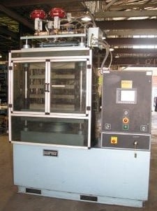 100 Ton, PHI, 24" x 24" steam/oil platens, (4) 3" openings, 12" stroke, SLC 500,2003, #2164