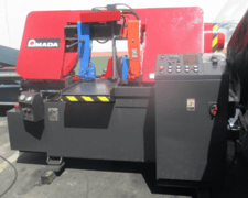16" x 16" Amada #HFA-400W, automatic horizontal bandsaw, 180" x 1.25" x .042" blade, 50-395 FPM, hydraulic