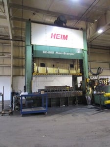 600 Ton, Heim Maxi, stamper press, 14" stroke, 50" Shut Height, 20-40 SPM, 114" x60" bed, 49" window, Link